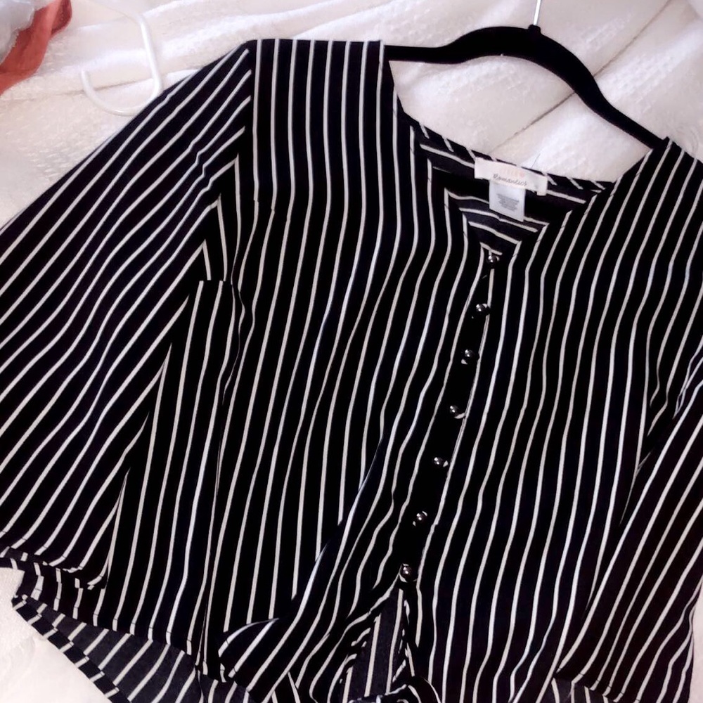 Striped black and white dressy top